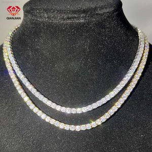 Bijoux fins en argent Sterling 925, 3mm-5mm Vvs Moissanite, grappe de diamants, chaîne de Tennis glacée, Bracelet et collier