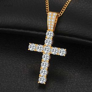 Fijne sieraden 925 Sterling Silver Pass Diamond Tester 5mm VVS Moissanite Classic Cross Pendant Necklace for Men Women