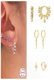 Fijne sieraden 925 Sterling Silver Sparkling Cz Gothic Piercing Pendientes Huggies Hoop Earring voor liefhebbers039 Paren Woman Earri665678