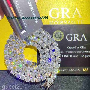 Bijoux fin 925 Vvs Silver Silver VVS Collier de tennis Moisanite Diamond Mossanite Chain GFGG 0OGM