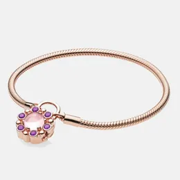 Joyería fina Auténtica cuenta de plata de ley 925 Fit Pandora Charm Bracelets Pink Opal Candado Broche Serpiente Cadena de seguridad Colgante DIY cuentas