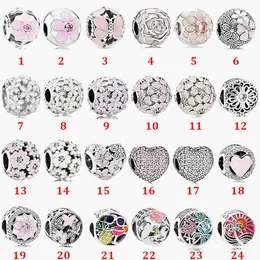 Bijoux fins Authentique Perle en argent sterling 925 Fit Bracelets à breloques Pandora Série rose Magnolia Amour Coeur Chaîne Chaîne de sécurité Pendentif Perles de bricolage