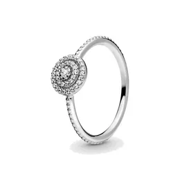 Joyería fina Auténtico anillo de plata de ley 925 Fit Pandora Charm Elegant Sparkle Compromiso DIY Anillos de boda