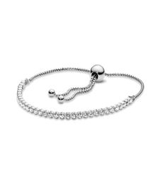 Fijne sieraden Authentieke 925 Sterling Zilver Bead Fit Charm Armbanden Sprankelende Ketting Verstelbare Schuif Tennisarmband Veiligheidsketting Hanger DIY kralen5860076