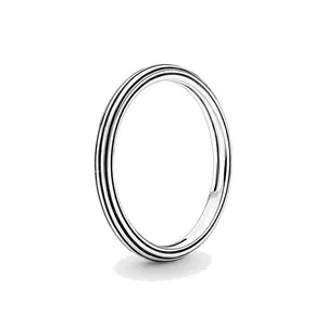 Bague en argent Sterling 925 authentique, bijoux fins, breloque Pandora, empilable, pour femmes, fiançailles, bagues de mariage, DIY