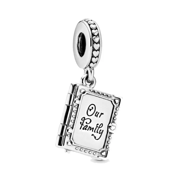 Bijoux fins Authentique 925 Sterling Silver Bead Fit Pandora Charm Family Book Dangle Charms Bracelets Safety Chain Pendant DIY perles