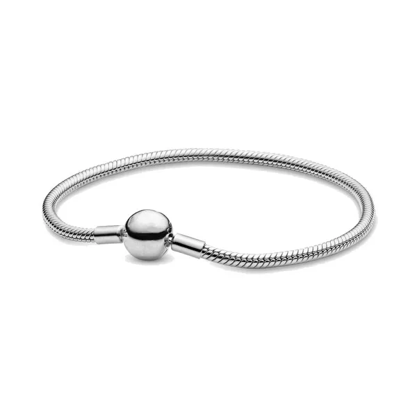 Joyería fina, cuenta en plata esterlina 925 auténtica, pulseras con dijes, pulsera de cadena de serpiente elegante clásica, colgante de seguridad, cuentas Diy