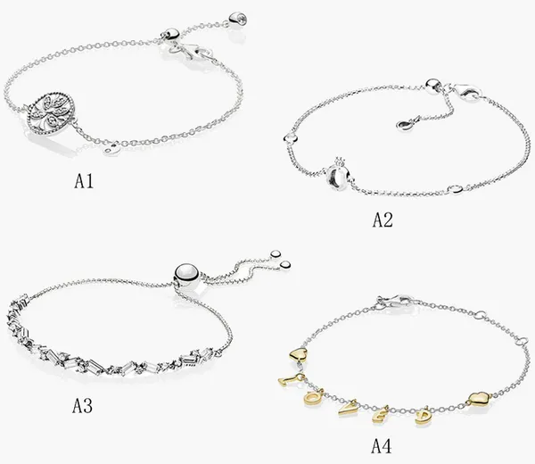 Bijoux fins Authentique Perle en argent sterling 925 Fit Pandora Bracelets à breloques Arbre de vie Bracelet Couronne Réglable Chaîne de sécurité rétractable Pendentif Perles de bricolage