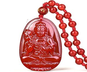 Fijne sieraden C1lint Boeddha hanger ketting bodhisattva amulet talisman gemaakt van agaat edelsteen rood groen 186E9311364