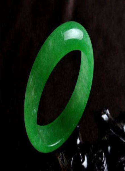 Fine bijoux chinois Natural Beauul Emerald Green Nephrite Jade Bangle Bracelet Livraison gratuite 4315354