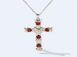 Fine bijoux christianisme Pendants Ruby 5a Zircon CZ Real 925 STERLING Silver Wedding Pendentif With Collier For Women Gift4014833
