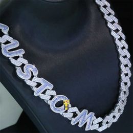 Bijoux fins Zircon cubique nom collier personnalisé Hiphop personnalisé lettre cubaine glacé Miami chaîne