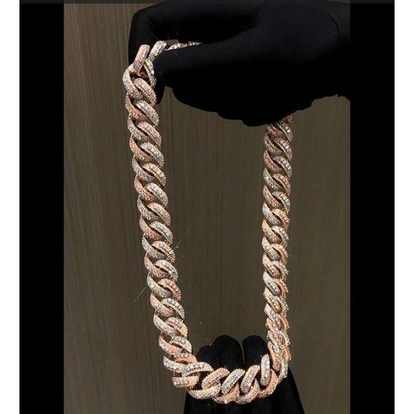 Bijoux fins coupées personnalisées chaîne cubaine 22 pouces 9k Rose Gold Real Collier pour hommes femmes