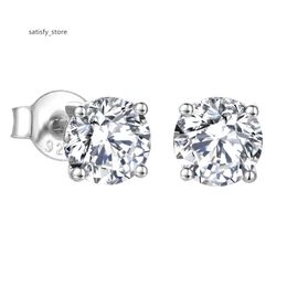 Bijoux fins diamants à étalons Vvs 1CT Boucles d'oreilles Iced Out Moisanite 925 Silter Silver High Quality Classic Fauke