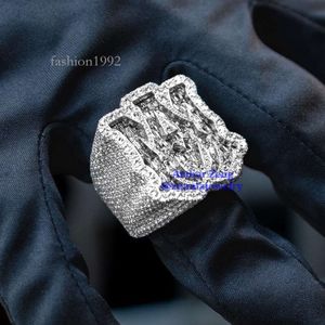 Bijoux fins gravés bagues personnalisées bijoux pour hommes glacé Moissanite diamant S Sterling Sier Hip Hop bague