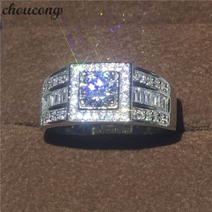 Fijne sieraden echte Soild 925 Sterling Zilveren Wedding Band Ringen voor Mannen 1.5ct Dionique CZ Male Engagement Finger Ring