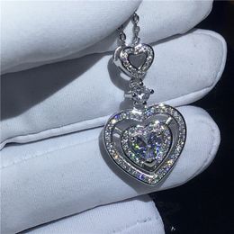 Pendentif en forme de cœur pour femmes, bijoux fins, avec collier en argent Sterling 925, diamant Cz, pendentifs de fiançailles, de mariage, cadeau pour femmes