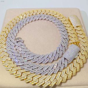 Fijne sieraden zware luxe hiphop vvs stokbrood diamant cuban link ketting aangepaste zilveren ketting