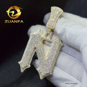 Bijoux fin glacé collier pendentif lettre initiale hip hop sier Moisanite Diamond Custom chaîne Penda