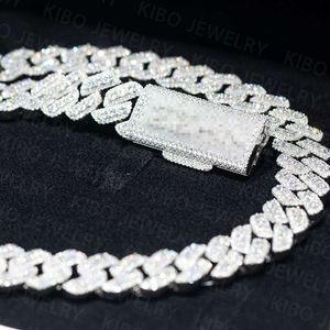 Fijne sieraden op voorraad 925 Sterling Silver VVS Moissanite Diamond Iced Out Miami Cuban Link Chain Necklace for Men