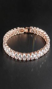 Fijne sieraden Luxe 18K Rose Goud gevulde 3 kleuren Witte topaz klauwen instelling CZ Diamond Gemstones Fashion Women Bracelet for Girls 2474683