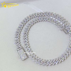 Fijne sieraden ketting hiphop diamanten ketting ijskoud 925 zilver 10 mm moissaniet Cubaanse link