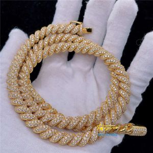 Fine Jewelry Pass Tester Diamond Hip Hop Iced Out Sier Gold plaqué 8 mm VVS Collier de chaîne de corde Moisanite Moisanite