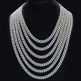 Bijoux Fine plaqué Cubain Link S925 bijoux sterling diamant Moissanite Hiphop Link Chain Collier personnalisé 14k Gold 12 mm blanc