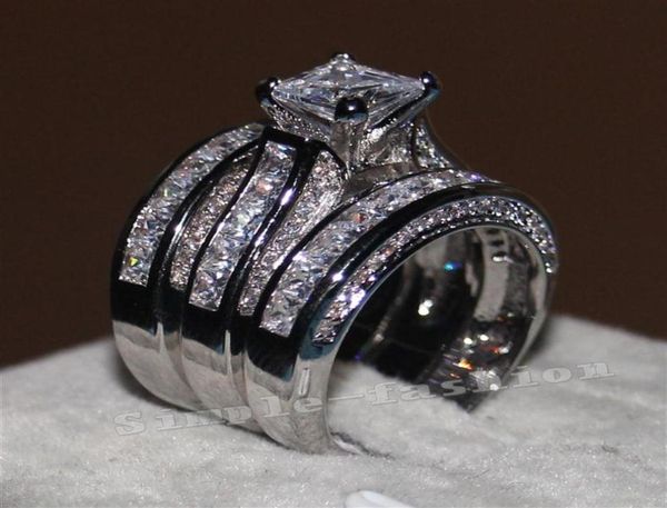 Gioielleria raffinata Anello da fidanzamento con diamante CZ da 20 ct taglio principessa per donna Anello da dito in oro bianco 14KT297P271S1121621