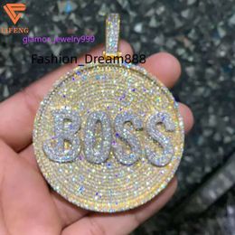 Produit de bijoux fine mode Hip Hop Diamond Pendant Gold Placing Big LETTER LETTRE Iced Out Hand Inrosed Moisanite Pendant