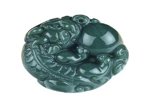 Bijoux fins pur naturel sculpté à la main vert Jade sûr riches mauvais esprits troupes courageuses amulette collier de cheval pendentif 1208419