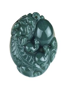 Bijoux fins pur naturel sculpté à la main Jade vert sûr riches mauvais esprits troupes courageuses amulette collier de cheval pendentif 9183314