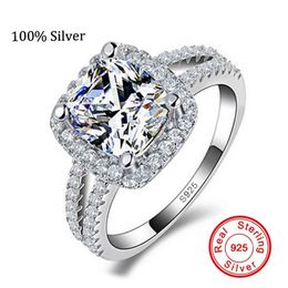 Bague en argent Sterling 925 véritable pour femmes, bijoux fins, coupe coussin, bague de fiançailles, de mariage, N60237q