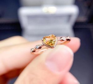 Bijoux fin S925 STERLING SIRTHING NATUREL CITRINE GIRL RING Soutien de soutien chinois Ing7392462