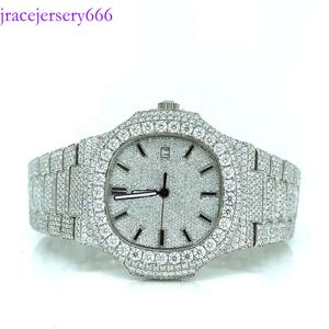 Fijne sieraden Sterling Sier Iced Out Vvs Moissanite Diamond Hip Hop Men's Dames Premium Watch