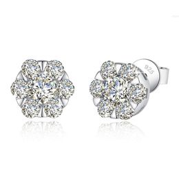 Fijne sieraden Valentijnsdag vakantiecadeau 925 sterling zilveren Moissanite Diamond Halo Stud Earring voor dames