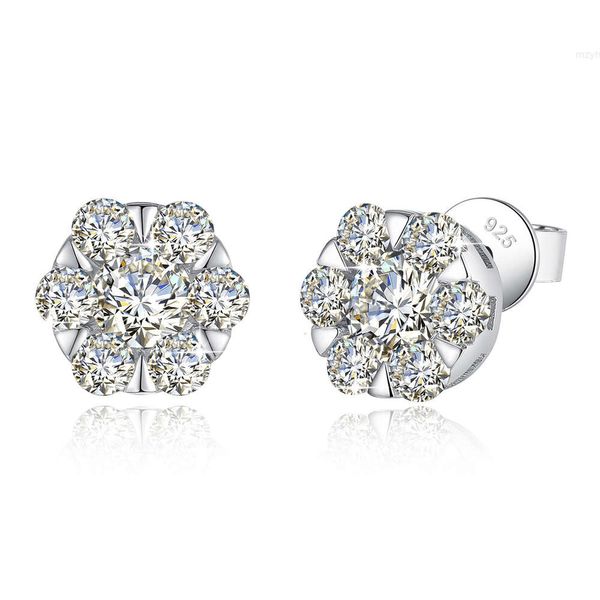 Boucles d'oreilles en argent Sterling 925 pour femmes, bijoux fins, cadeau de saint-valentin, Halo de diamant Moissanite