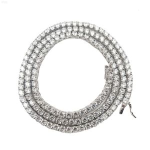 Bijoux fins en gros 925 en argent Sterling Zircon Vvs Moissanite diamant classique 4mm 24 pouces collier de chaîne de Tennis pour hommes femmes