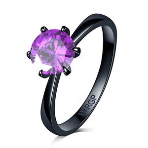 Fijne sieraden zirkoon CZ 18KRGP stempel zwart goud gevuld diamant party ring rode kleurrijke paarse groene ring voor vrouwen ladys verjaardag kristal