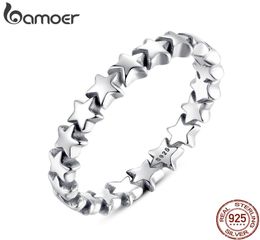 Fijne sieraden Bamoer echt 925 ster voor vrouwen bruiloft 100 925 Sterling zilveren stapelbare vinger ring sieraden PA71515445949