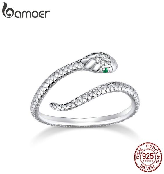 Bijoux fins Bamoer Sterling Silver Platinum Plated Adjustable Ring Zircon Retro Textures Ring Fashion Bijoux SCR6666479909