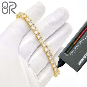 Bracelet de Tennis en diamant véritable 10k 14k, en or massif glacé Vvs Moissanite, chaîne à maillons, pour hommes et femmes
