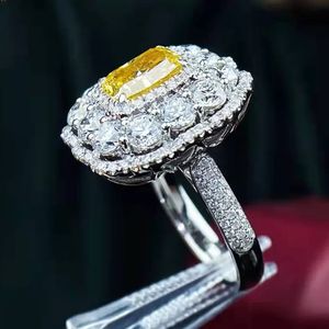 Fine Lab Topaze Bague en diamant 925 en argent sterling Bague de fiançailles pour femmes Hommes Promise Finger Jewelry Gift