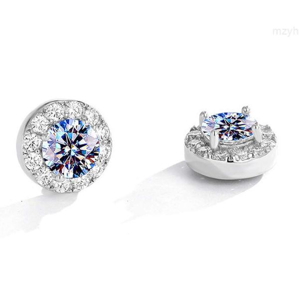 Joyas de lujo finas 925 Pendientes de plata esterlina Diamante Full Diamond Halo Magnet a granel Mano