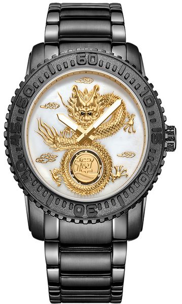 Belle montre dragon pour homme ceinture en acier nacre solide mouvement mécanique automatique boîtier en acier inoxydable 316 diamètre 47mm