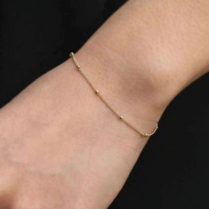 Fijne minimalistische ronde kralenketen metalen armband, kreeft sluiting, modieuze en veelzijdige hand sieraden