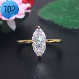 Bijoux de la mossanite fins argent / 9k / 14k / 18k Solid jaune en or anneaux de mariage marquise coupé en diamant Moisanite Anneau de diamant