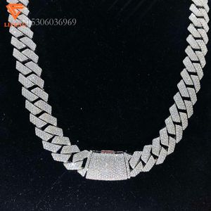 Collar fino 20 mm 4row diamante enlace helado joyas de hip hop joyas moissanite cadena cubana