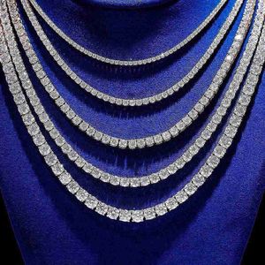 Collares finos Iced Out Moisanite Diamond Tennis 925 Cadenas de plata esterlina Collar de moissanite