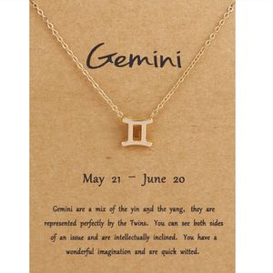 Fine Non-fading Environmental Protection Pendentif Collier Plaqué Or Réel Douze Constellation Bijoux Cadeau Pour Hommes Femmes